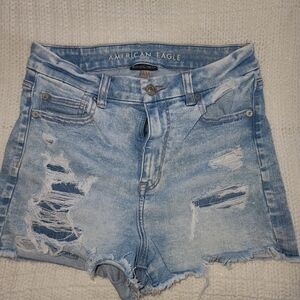 American Eagle Outfitters Women's Ripped Light Blue Denim Shorts